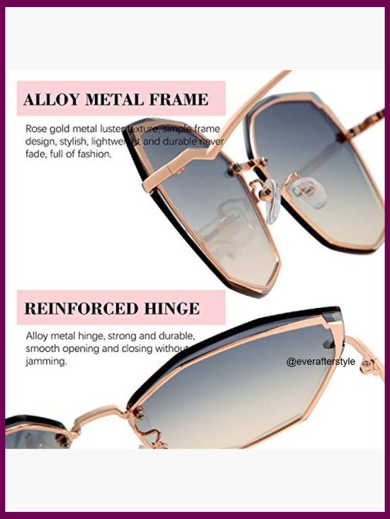 Metal Frame Hexagonal Sunglasses UV400 Protection Oversized Lens main image 7